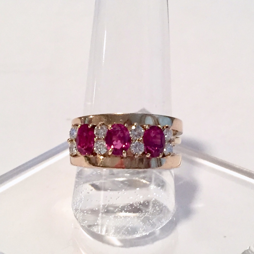 Ruby & Diamond 14k Yellow Gold Ring Size 7.75